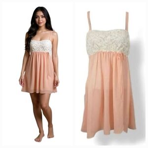 Vintage Y2K Maidenform Coquette Peaches and Pearls Babydoll Nightie Size Medium